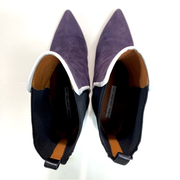 & Other Stories Color-Block Suede Pointed Toe Kitten Heel Mid Boots Purple Sz 9 - Picture 9 of 15